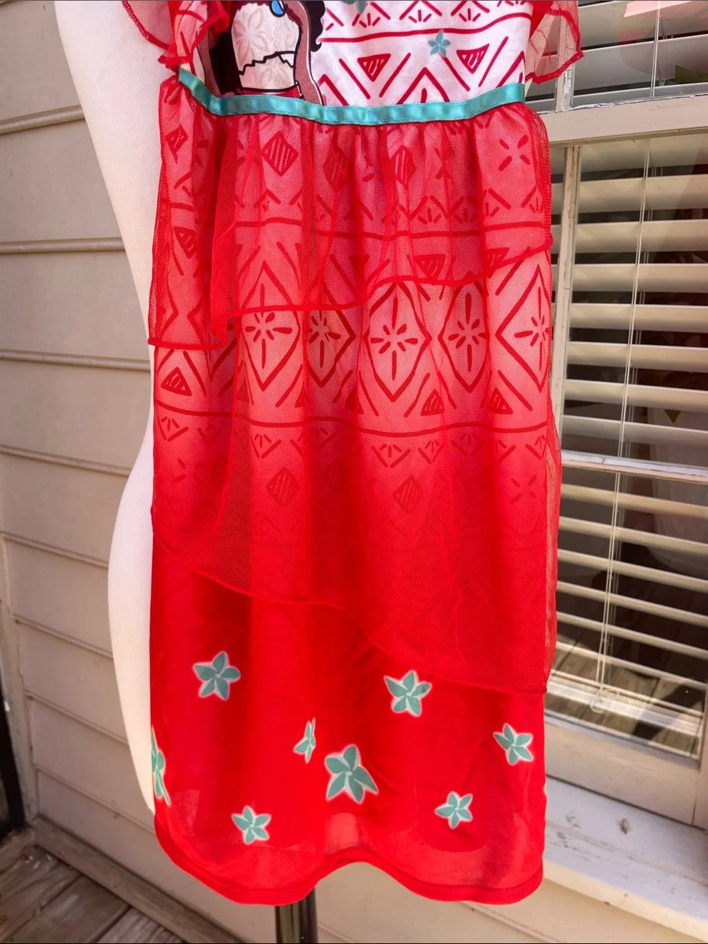 Disney Moana 2 Nightgown Red Princess Sleepwear Size Girls XS 4/5 - Picture 8 of 9